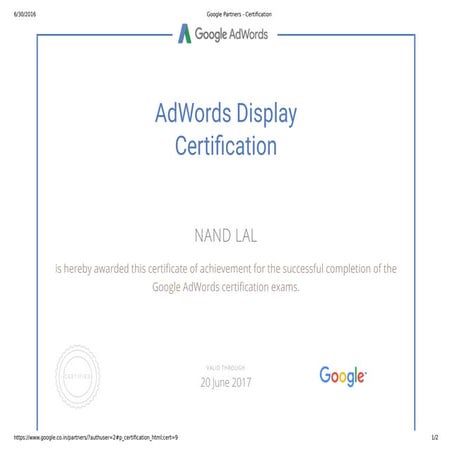 Nand Google adwords Certification | PPT