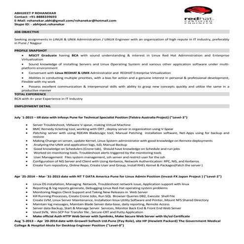 4+Year_Exp_Resume Linux_Admin, Linux_engineer
