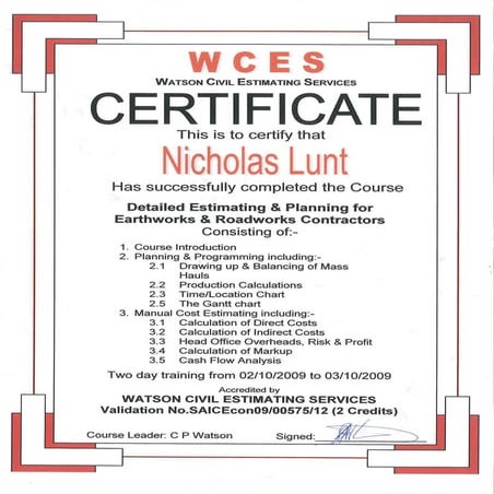 Detailed Estimating and Planning