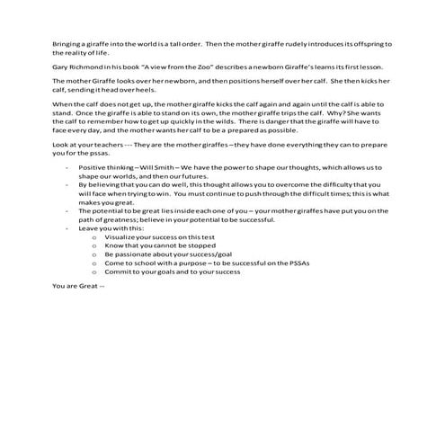 PSSA motivation speech