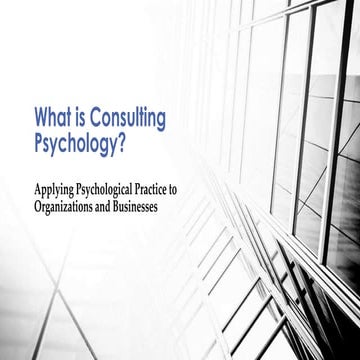 What is Consulting Psychology