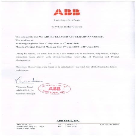 ABB Certificate