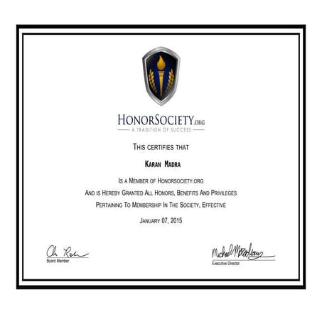 HonorSociety.org Certificate