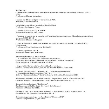 Talleres, Exposiciones y Subastas