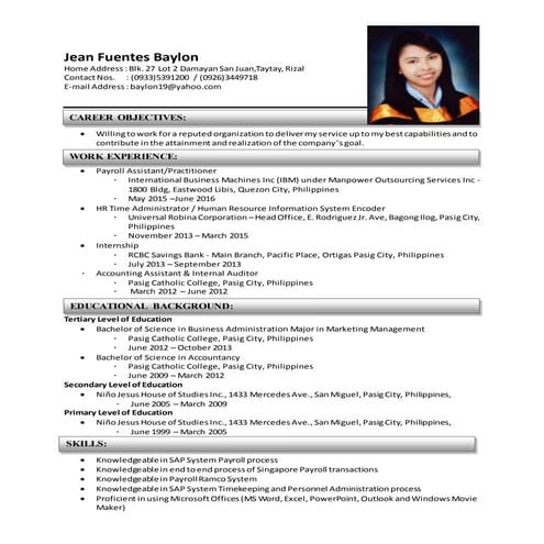 Updated CV Jean F. Baylon2016