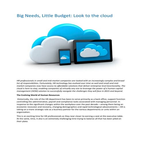 Big needs little budget