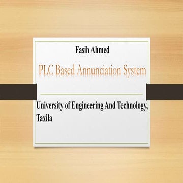 PLC Based Annunciation System | PPTX