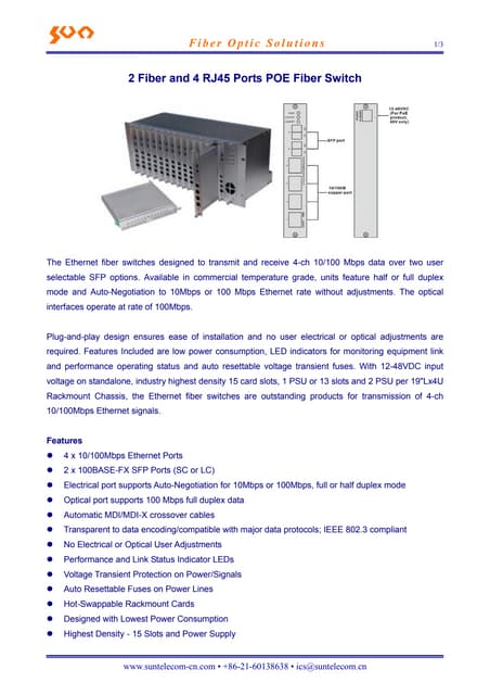 American Fibertek SMH10P-POE Data Sheet | PDF | Computer Networking ...