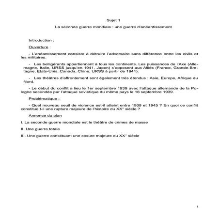 plan détaillé seconde guerre mondiale