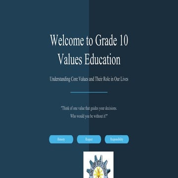 Grade 10 Values Education: Understanding Core Values and Social Issues ...