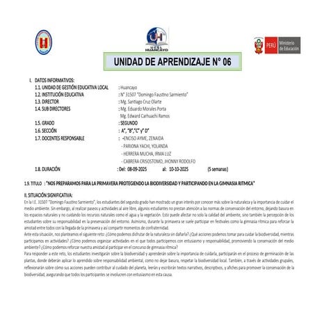 UNIDAD DE APRENDIZAJE TERCER GRADO DE EDUCACION PRIMARIA | DOCX