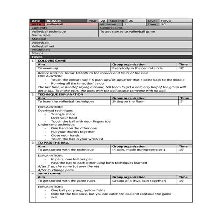Assessment form volleyball | PDF