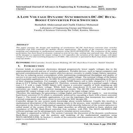 A LOW VOLTAGE DYNAMIC SYNCHRONOUS DC-DC BUCK-BOOST CONVERTER FOUR SWITCHES 