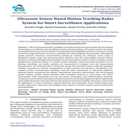 Ultrasonic Sensor Based Motion Tracking Radar System for Smart ...