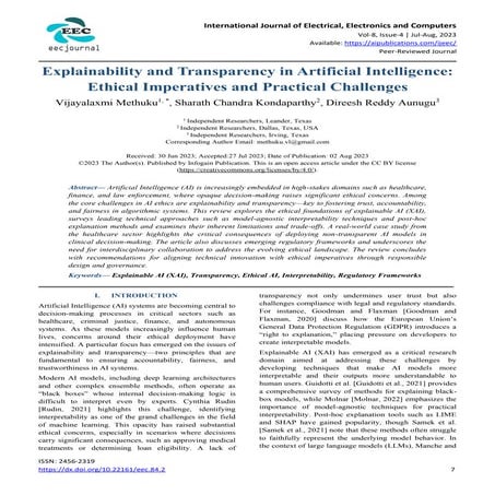 Explainability and Transparency in Artificial Intelligence: Ethical ...