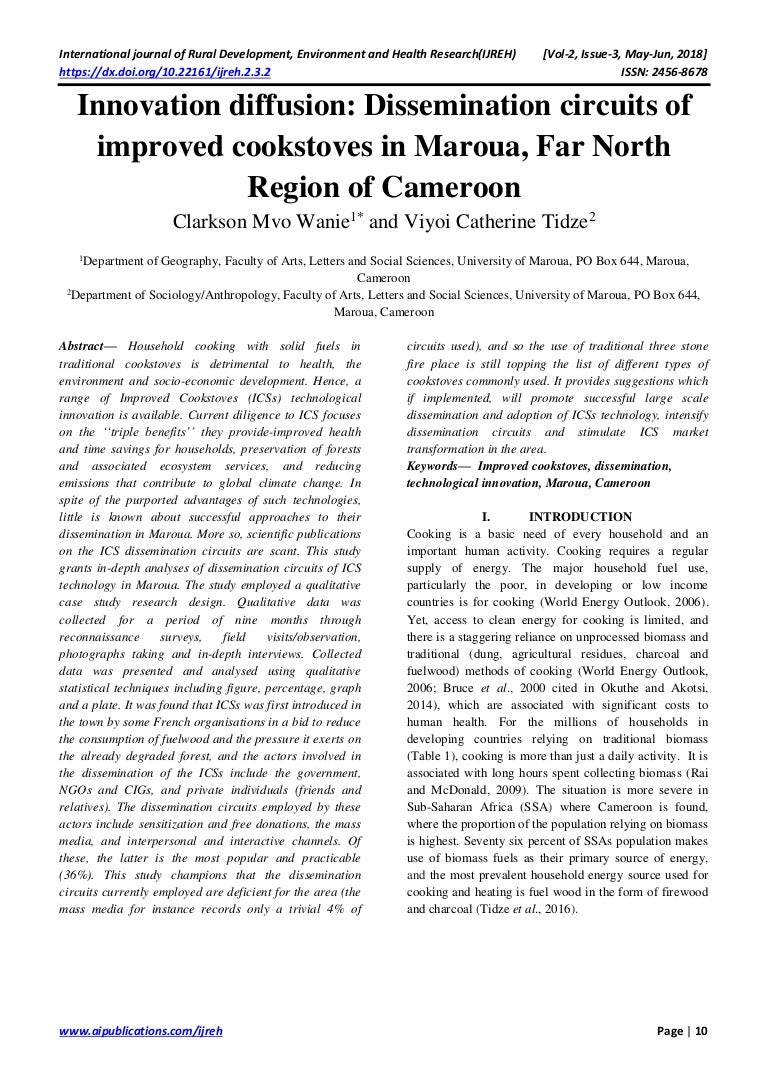 Innovation Diffusion Dissemination Circuits Of Improved Cookstoves I