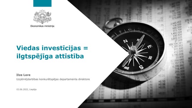 Viedas investīcijas = konkurētspējīgi uzņēmumi. Ilgtspējīga attīstība.
