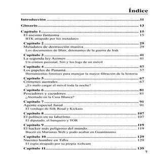 Índice del libro Crime Investigation