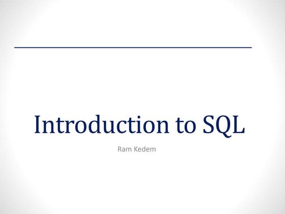 Introduction to SQL | PPT
