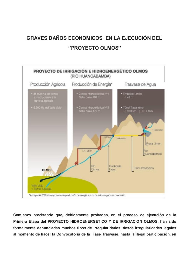 Graves Danos Economicos En La Ejecucion Del Proyecto Olmos