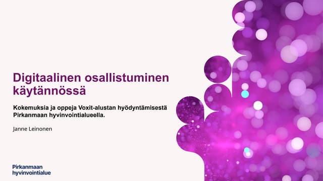 Digitaalinen osallistuminen käytännössä – Kokemuksia ja oppeja Voxit-alustan ...