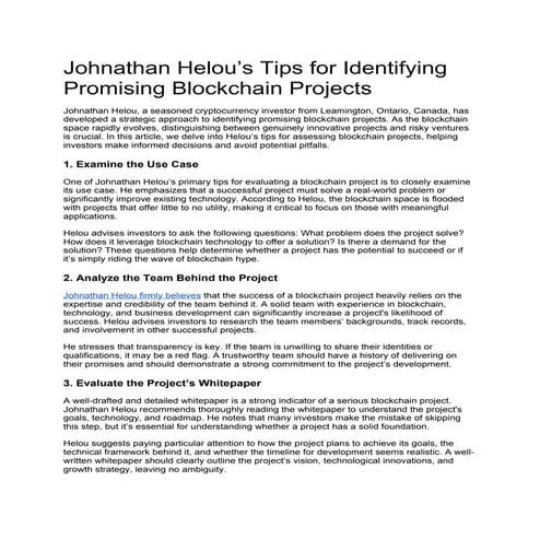 Johnathan Helou’s Tips for Identifying Promising Blockchain Projects.docx