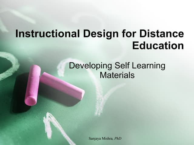Instructional Design for Distance Education
