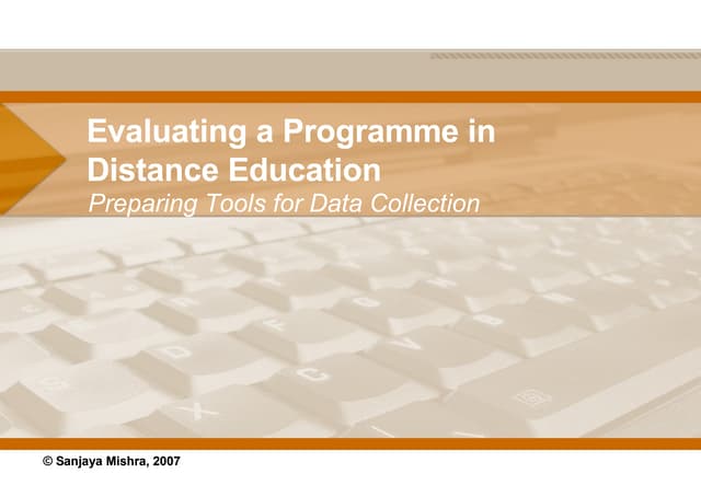 Designing Tools for Programme Evaluation in Open and Distance Learning