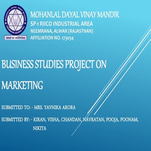 Presentation  on Jewllery of Marketing For Business Studies 12th class
