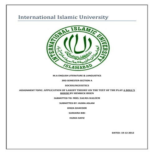 lackoff theory on : a doll's house