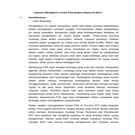 Laporan Mengikuti lomba P3A Tingkat Nasional 2014