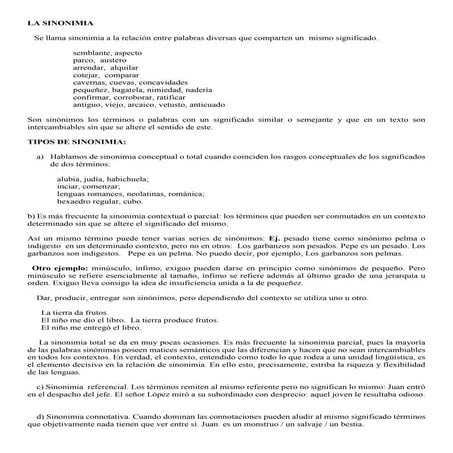 La sinonimia y la antonimia