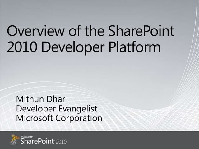 SharePoint 2010 developer overview (in Visual Studio 2010)