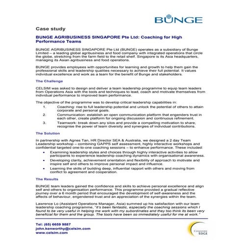 Bunge sg coaching for high performance teams