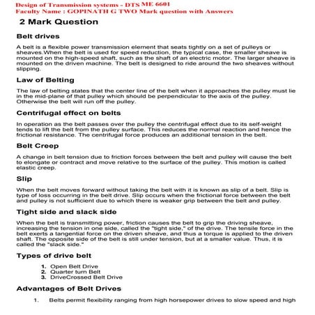 2 mark question & answers dts ME6601