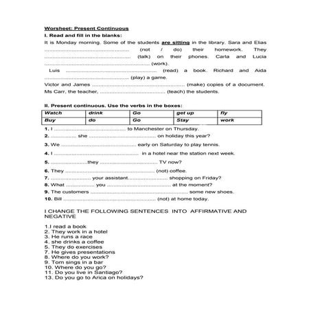 2º medio verano present continuous