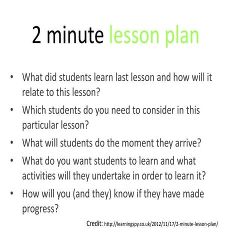 2 minute lesson plan