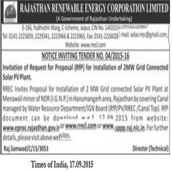 Request for Proposal (RfP) For Installation of 2 MW Canal Top Grid ...