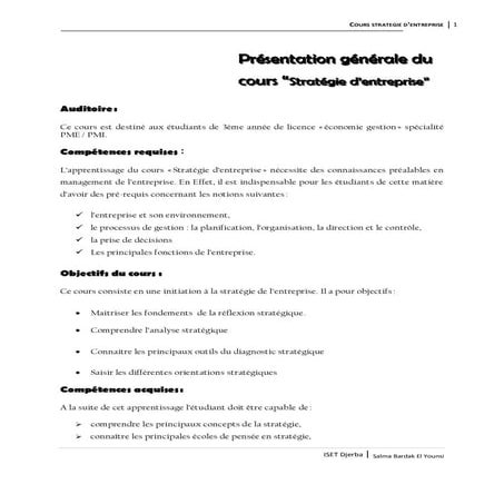 Cours Management stratégique 