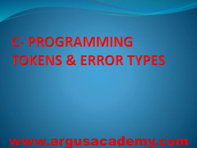 C  programming tokens & error types