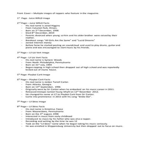 Fanzine Text 2nd Draft