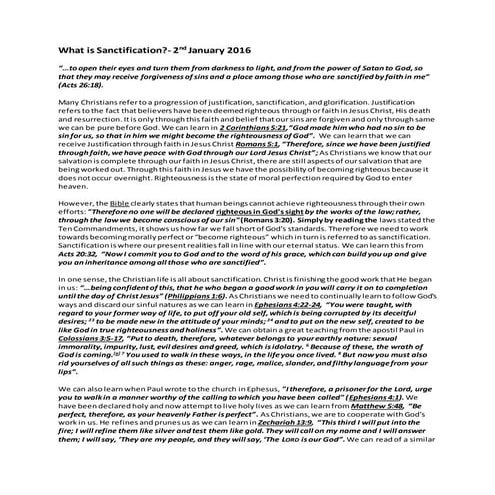 2nd january 2016   what is sanctification