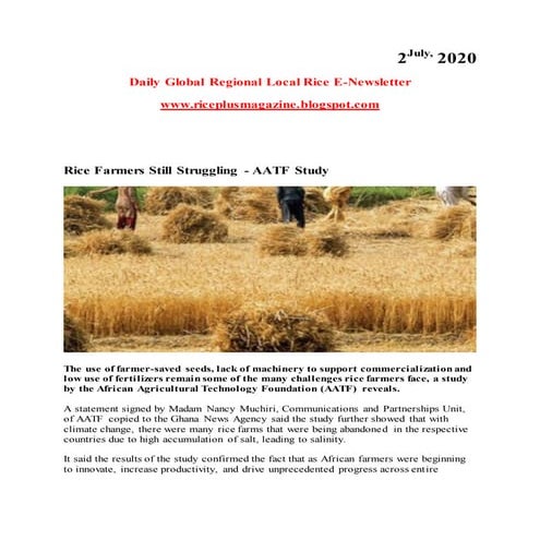 2nd july,2020 daily global regional local rice e newsletter