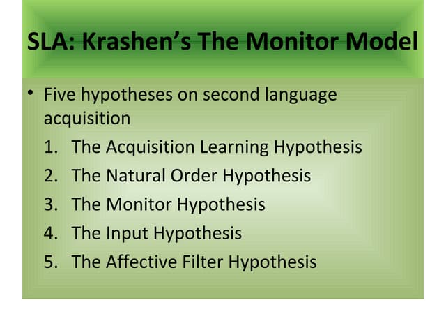 Krashen's Hypotheses on L2 Acquisition