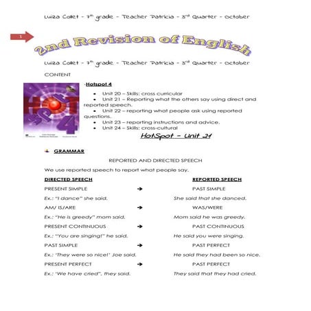Reported speech exercises for practicing | PDF