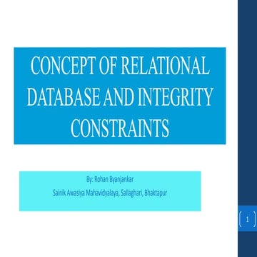 Concept of Relational Database and Integrity Constraints [DIFFERENCE ...