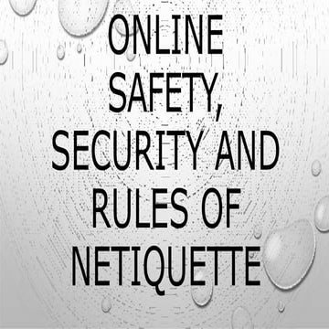 online safety, security and rules of netiquette
