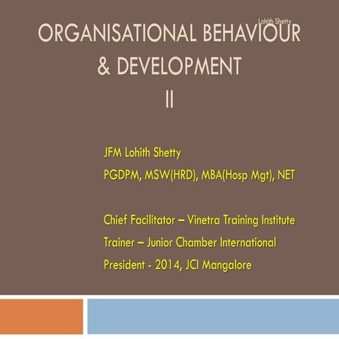 Organisational Behavior and Development