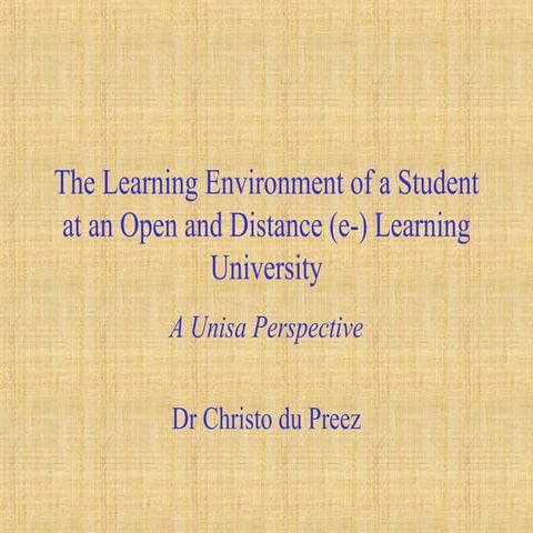 The Learning Environment of the student at an Open and Distance (e-) Learning...