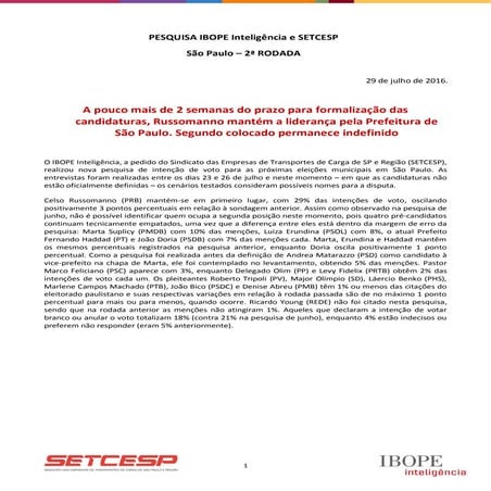2 pesquisa eleitoral ibope setcesp - release